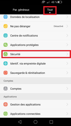 Changer le code PIN sur le Honor 6